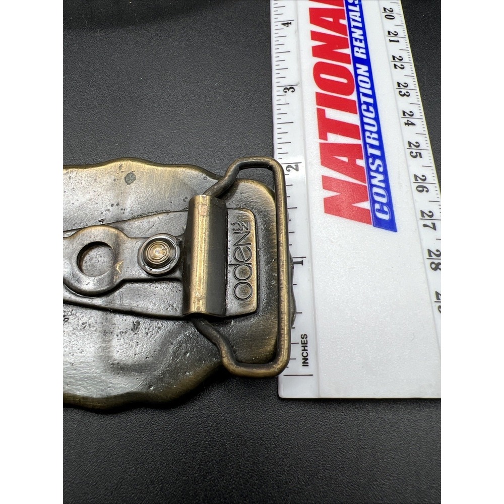 DOUG Name Custom Brass Gold Tone Metal Oden USA Personalized 70s Belt Buckle 2" - Picture 3 of 3